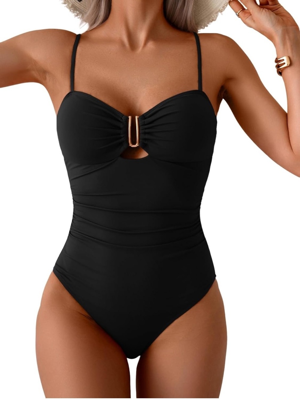 One Piece Swimsuit Tummy Control Ruched Bathing Suit U Wire Cutout 1873/bb6-3